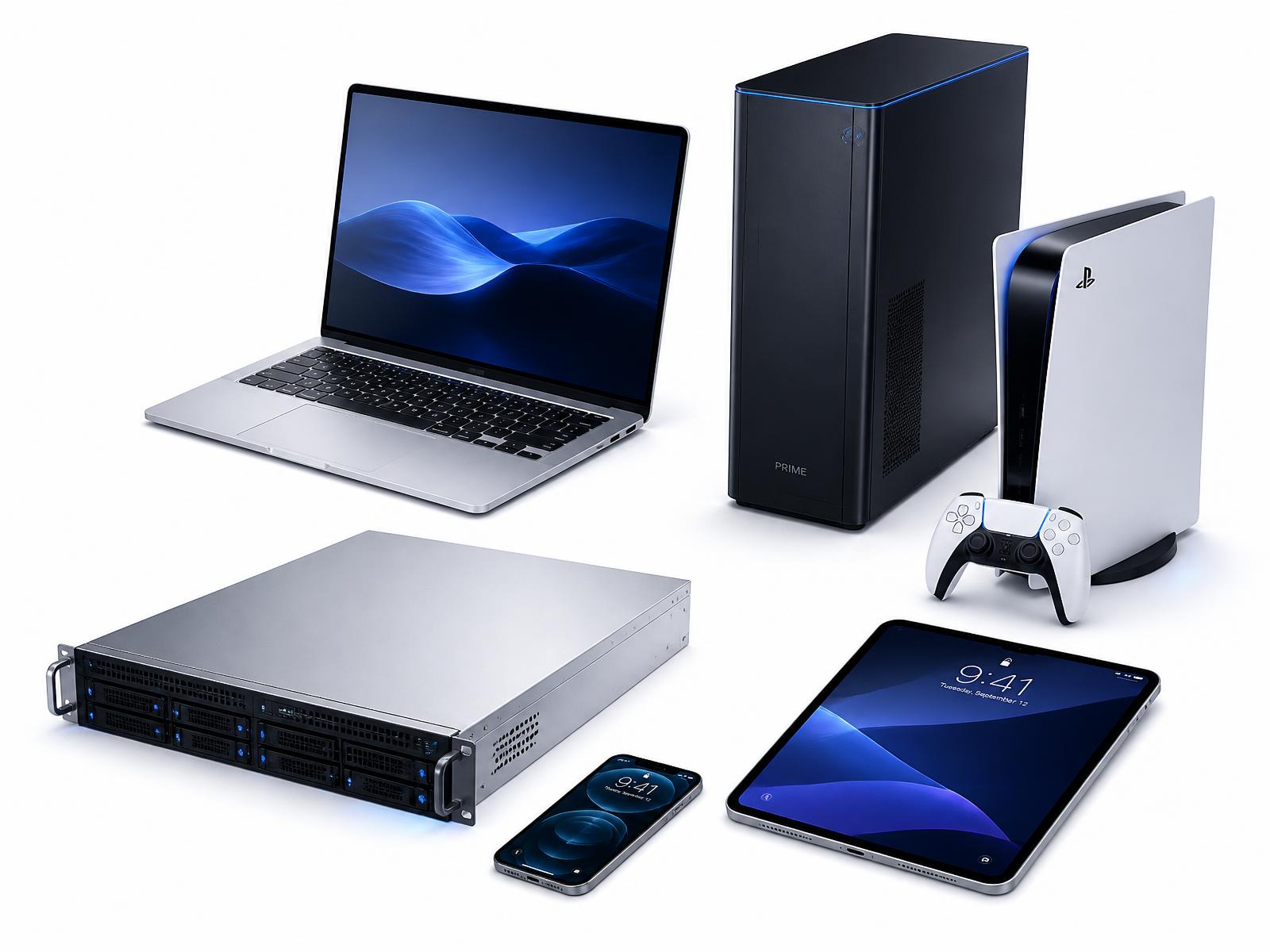 Laptops, smartphones, tablets, desktops, servers and gaming systems handled by Reclaim Tech